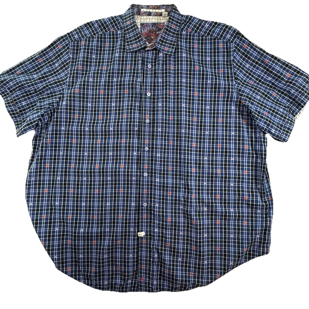 Robert Graham Men’s campfire with matchsticks and Flames Blue/Red Checkered‎
